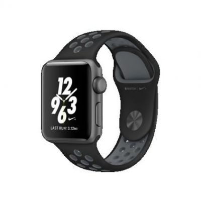 38mm Silver Aluminum Case with Flat Silver/White Nike Sport Band