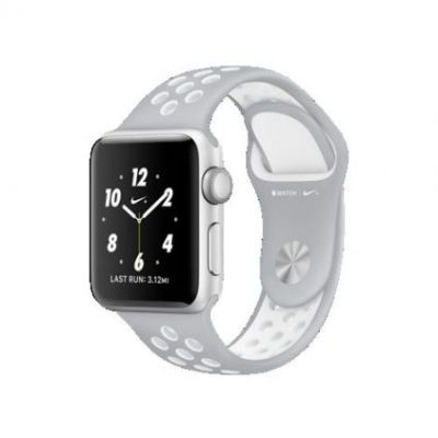 38mm Silver Aluminum Case with Flat Silver/White Nike Sport Band